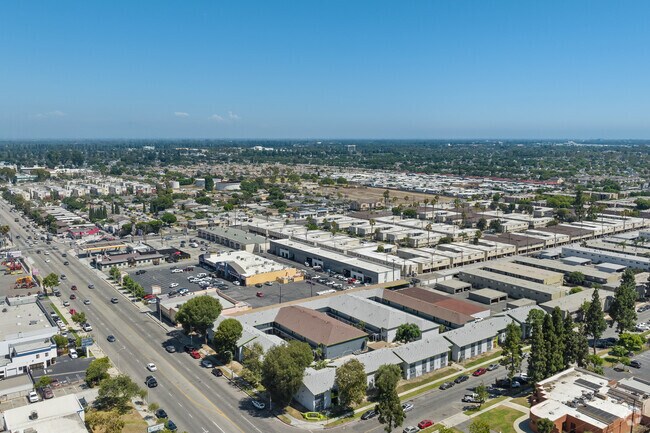 An elevated view of Paramount-Long Beach shows wide variety of living.