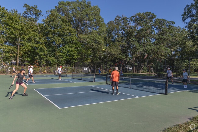 Pickleball playing is a morning activity in Lakeview's pristine courts.