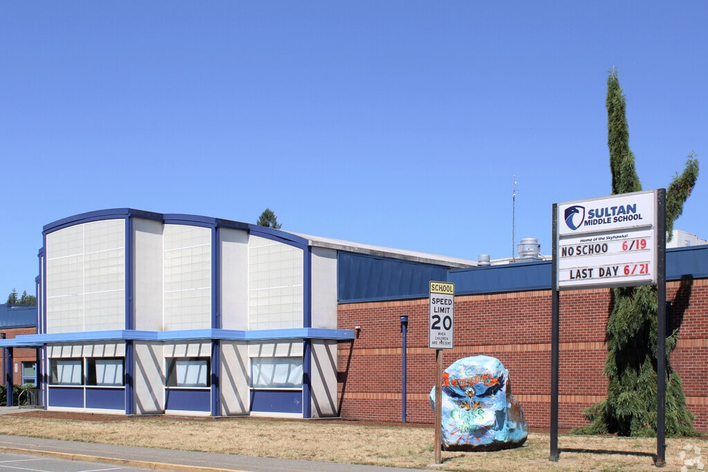 Main entrance to Sultan Middle School in Outlying Snohomish County, Sultan WA