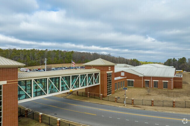 Walkway to Full campus of Sparkman 9th Grade School in Huntsville Alabama.