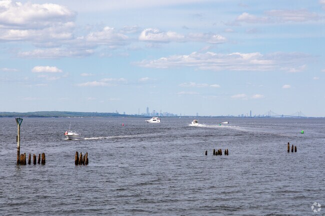 Waterfront Park in Keyport offers views of the NYC skyline across Raritan Bay.