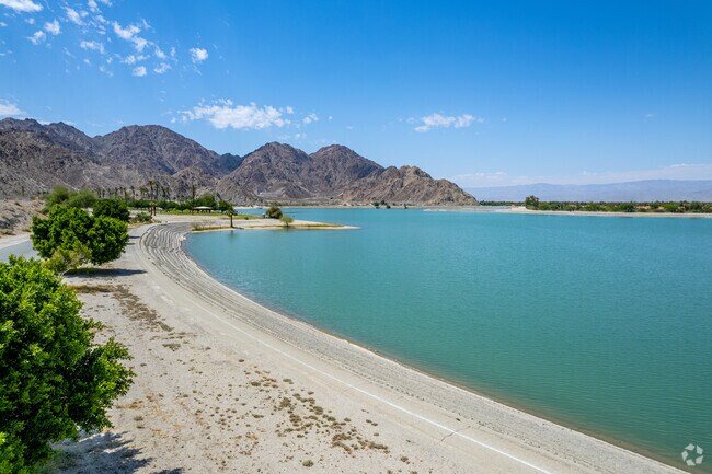 Lake Cahuilla is a short drive from Hideaway and has great lake views.