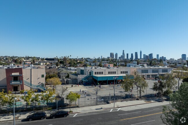 An aerial of the playground at Commonwealth Avenue Elementary School.