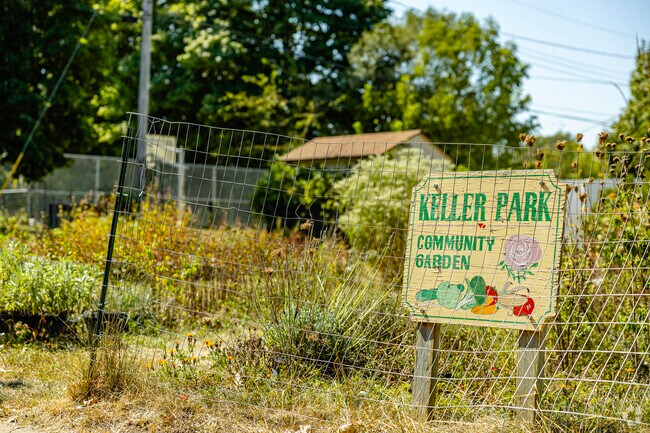 Behind Keller Park Church is the community-maintained Unity Garden.