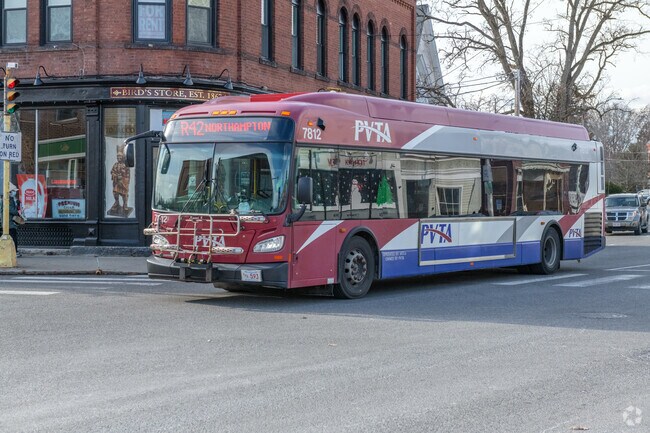 Busses heading to Northampton are frequent at Florence village.