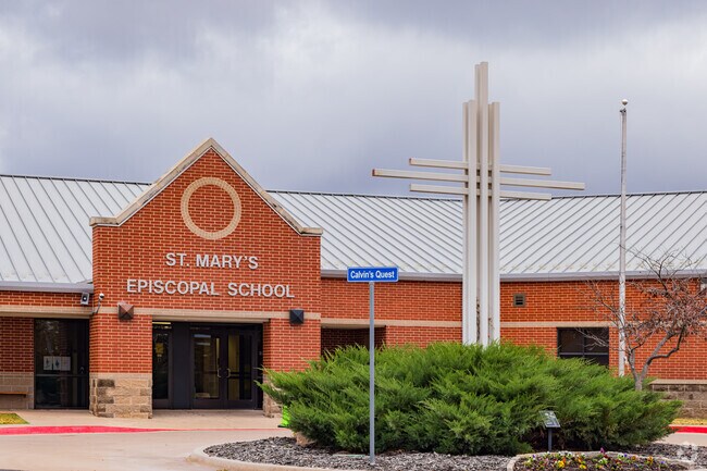 St. Mary's Episcopal School had a big cross in front of the main building.