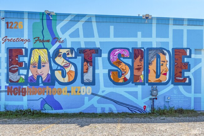 An Eastside mural welcomes visitors to the neighborhood.