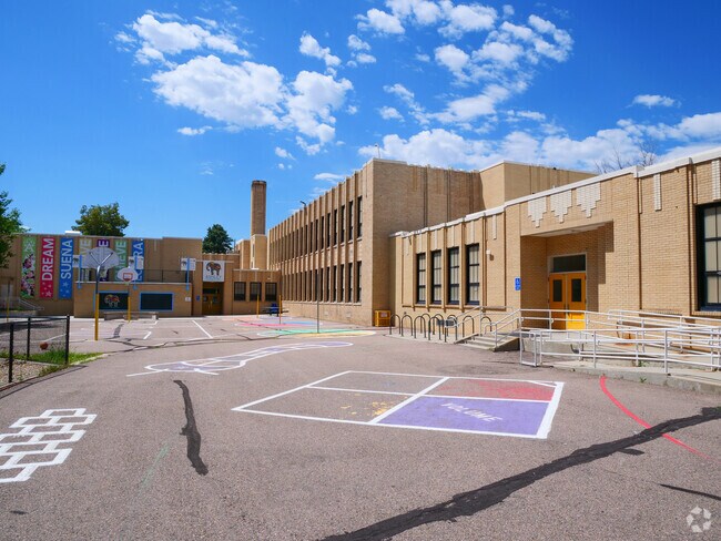 Ashley Elementary School in East Colfax has a brightly colored play area for local students.