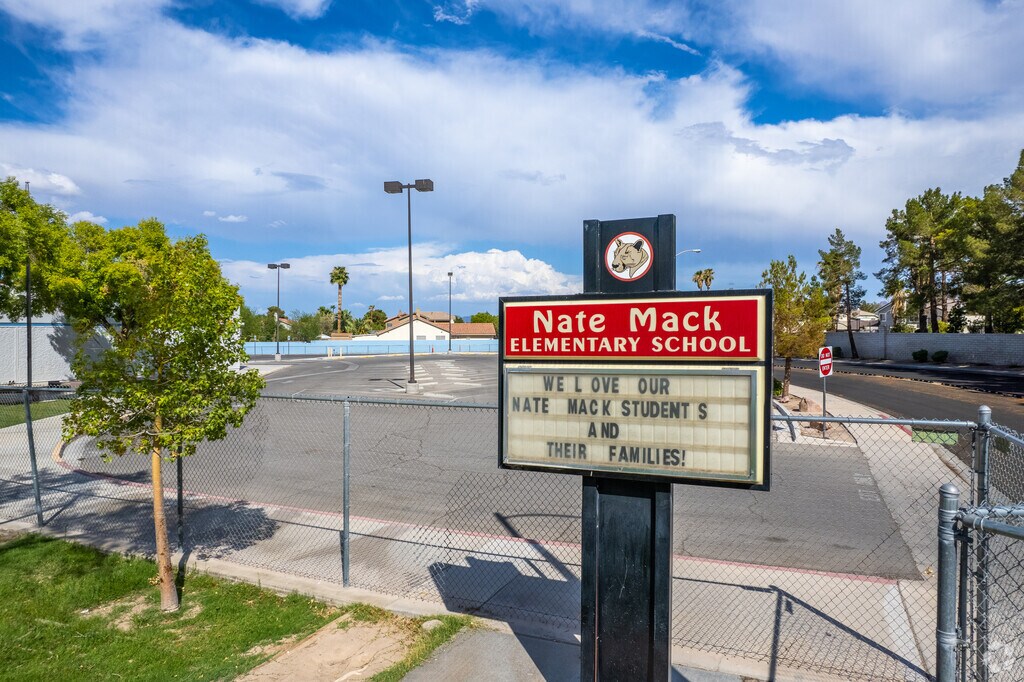 Nate Mack Elementary School sign welcomes students.