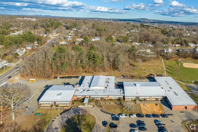 An aerial view of F.A. Cleveland Elementary School and the surrounding area.