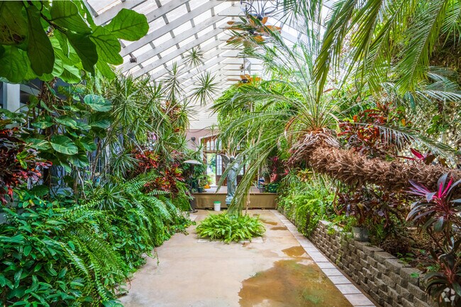 Take a look around the garden inside Melvin's Restaurant and experience an abundance of color before sitting down for lunch.