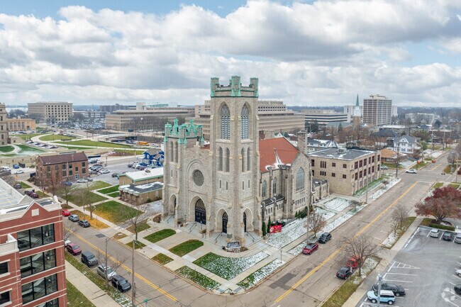 Downtown Lansing includes several churches including St. Mary's Catholic Cathedral.