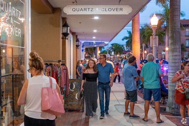 Downtown Fort Myers becomes bustling during snowbird season in Florida.