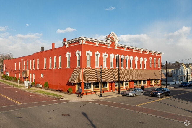 Historic buildings from the 1800s line Main Street in downtown Canal Fulton.
