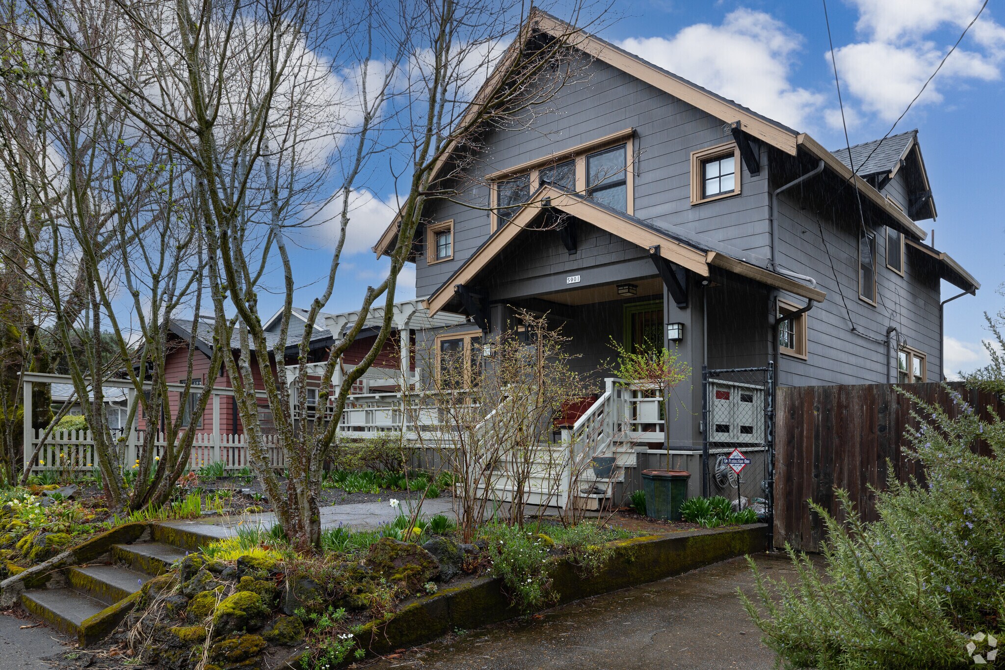 Large mid-century homes are in the North Tabor neighborhood.