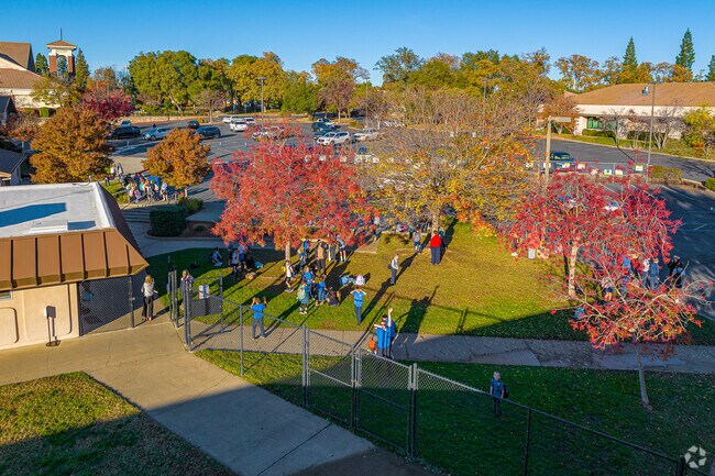 Students gather to be picked up at St. Joseph Catholic School.