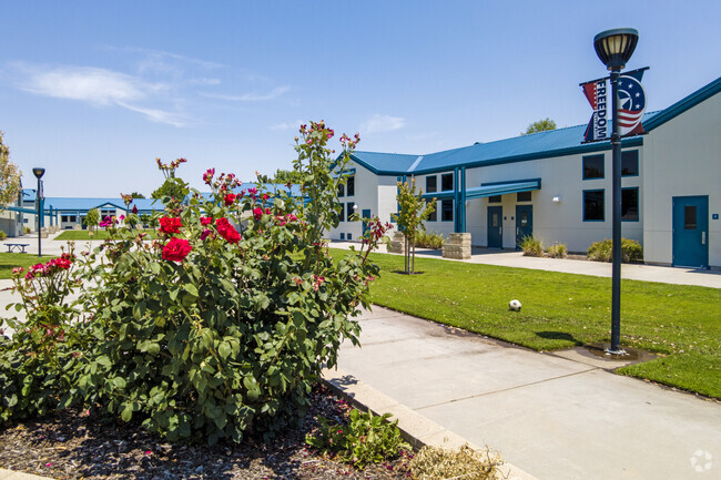 Flowers bloom on campus at Freedom Elementary School in Clovis.