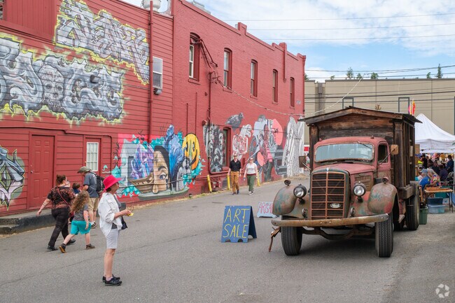 Art lovers can walk along the streets in Georgetown during the annual carnival in Seattle.