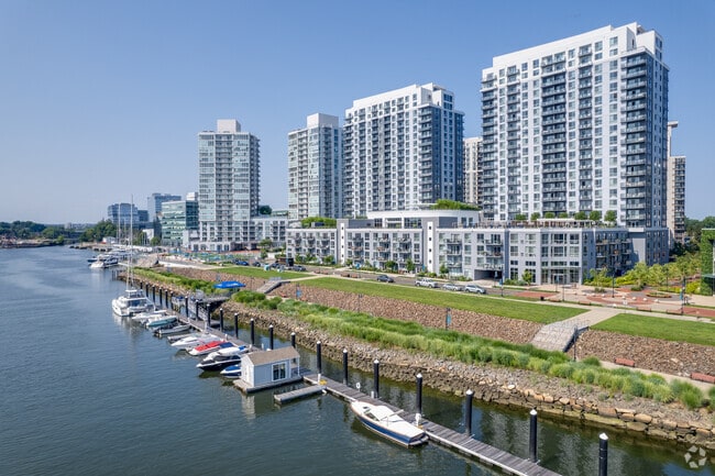 Harbor Point in Stamford offers attractive residential buildings with stunning waterfront views.