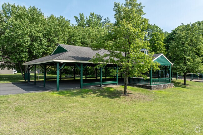 The pavilion at North Canaan's Bunny Mcguire Park offers shade in summer and transforms into an ice rink in winter.