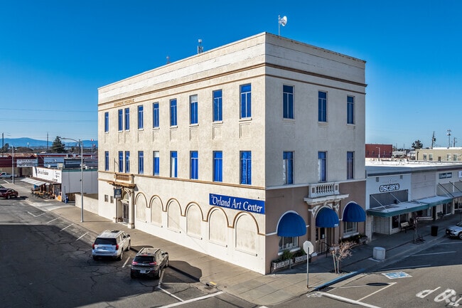 The Orland Art Center shows monthly exhibits and is in the historic Masonic Lodge building.