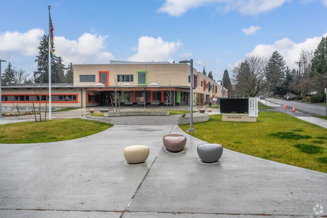 James Baldwin Elementary School is vibrant and full of color for a campus children can enjoy.