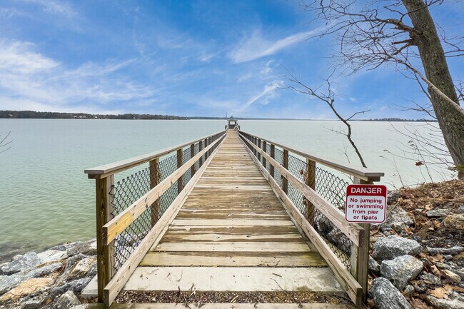 The pier at Broad Cove Reserve offers quiet waterfront views in Cumberland Foreside.