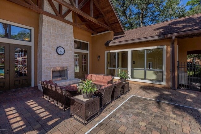 When nights get cool, enjoy the outdoor fireplace.