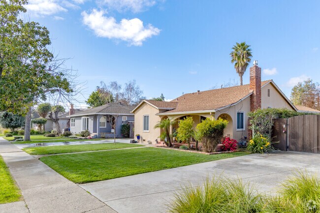 Row of Colorful Minimal Traditional homes in Downtown Campbell.