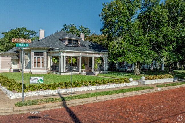Along the brick streets of Tyler are many homes of varied styles.