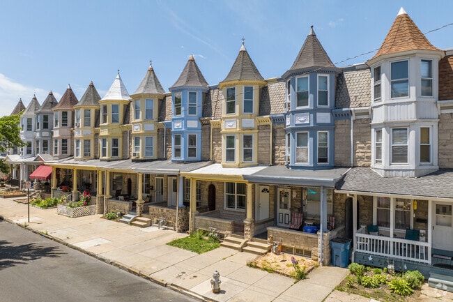 Colorful Victorian row homes line the streets of Northeast Reading.