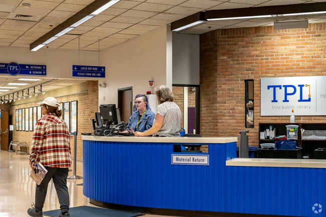 Residents of Troy enjoy free access to books, DVD's, and wifi at the Troy Public Library.