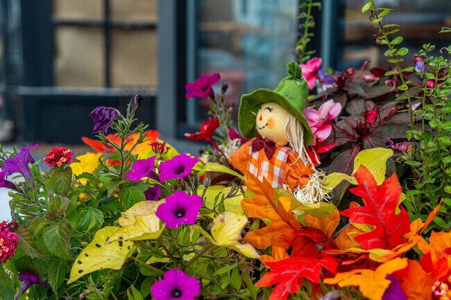 The town of Uxbridge is decorated with seasonal touches by residents.