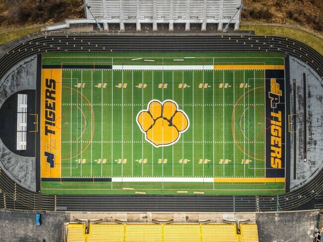 North Allegheny High School is home to the NA Tigers football team and serves Bradford Woods.