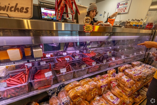 Selection of meats and sticks inside Ream's Meat Market in Elburn, IL.