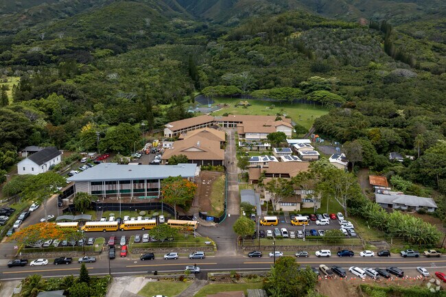 Waihee Elementary is situated at the foot of a mountain range.