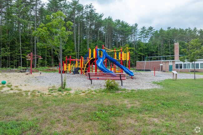 There are multiple play areas on the New Hampton Community School property.