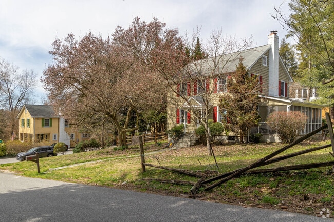 Charming homes line the hilly streets of Ruxton.