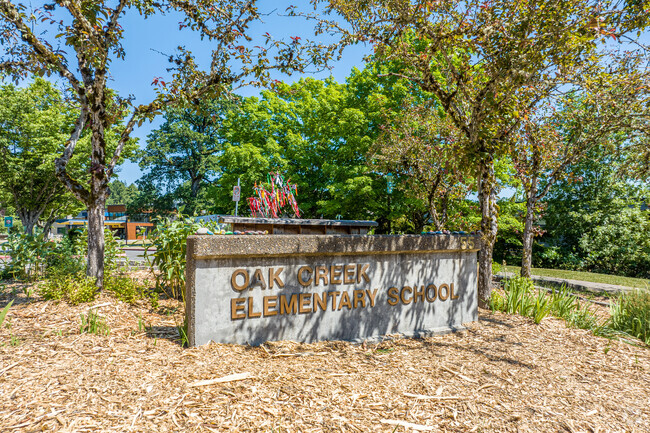 The Sign Greeting Students at the Entrance to Oak Creek Elementary School in Lake Oswego.