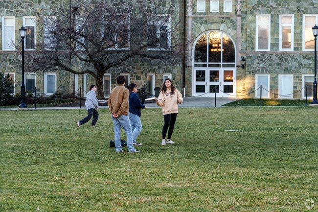West Chester University students let off steam with some disc throwing on The Quad.