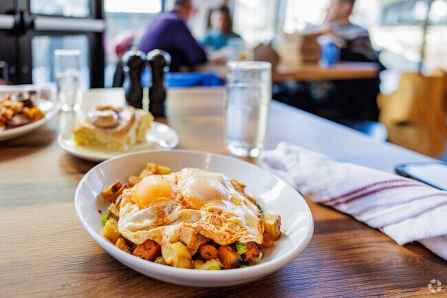 The Wife's Hash from JWs Kitchen is a curry infused egg hash.