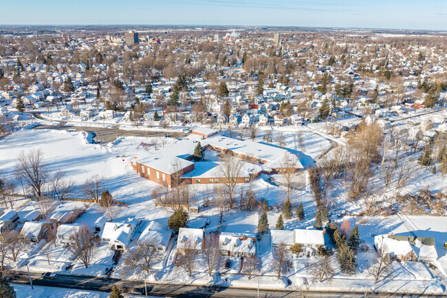 Downtown Watertown can be seen behind Knickerbocker Elementary School.