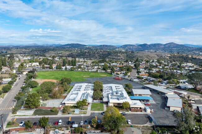 An elevated view of Benito Juarez Elementary School in Serra Mesa.