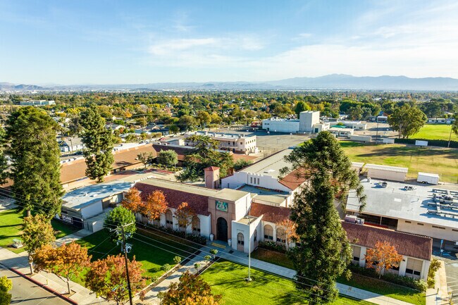 Upland Junior High School offers a sprawling campus when viewed from above.