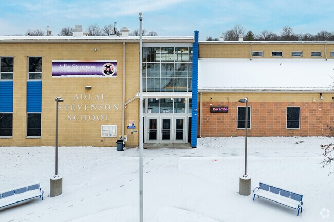 Adlai Stevenson school's name graces the building, a beacon for learning and dreams.
