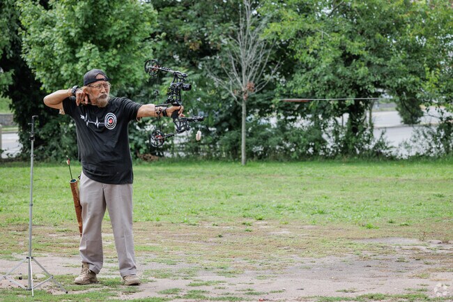 An archer lets loose at Kearny Archery Park.