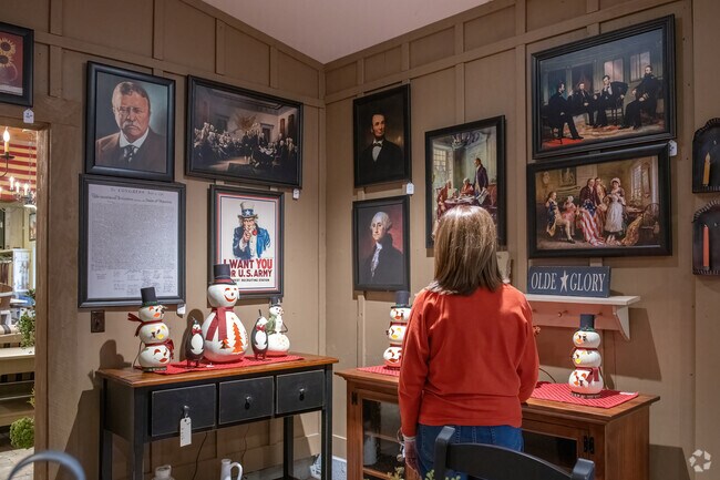 Among the decorative ideas at The Country Shoppe in Smith Mills is a presidents' corner.