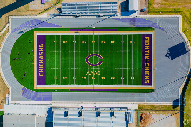 The main field of the Chickasha High School from above is cool