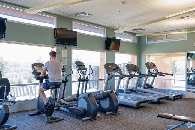 A resident exercises at Pinnacle Recreation Center in Crystal Valley Ranch.