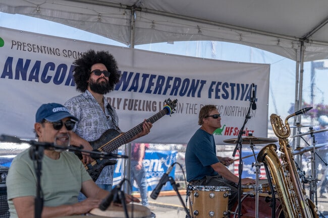 Listen to live music at the Anacortes Waterfront Festival near Del Mar in June.